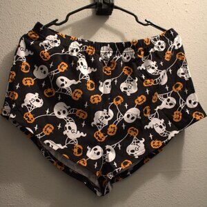 Haunted Pumpkin PJ Shorts - L / Black / 95% Cotton 5% Elastane